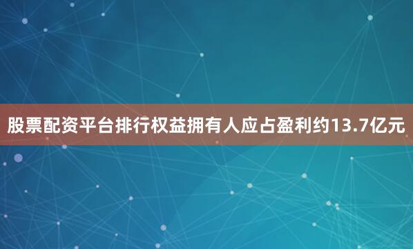 股票配资平台排行权益拥有人应占盈利约13.7亿元